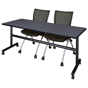 Regency Global Sourcing Kobe 3-Piece Mobile Training Table Set in Grey/ Black, , large