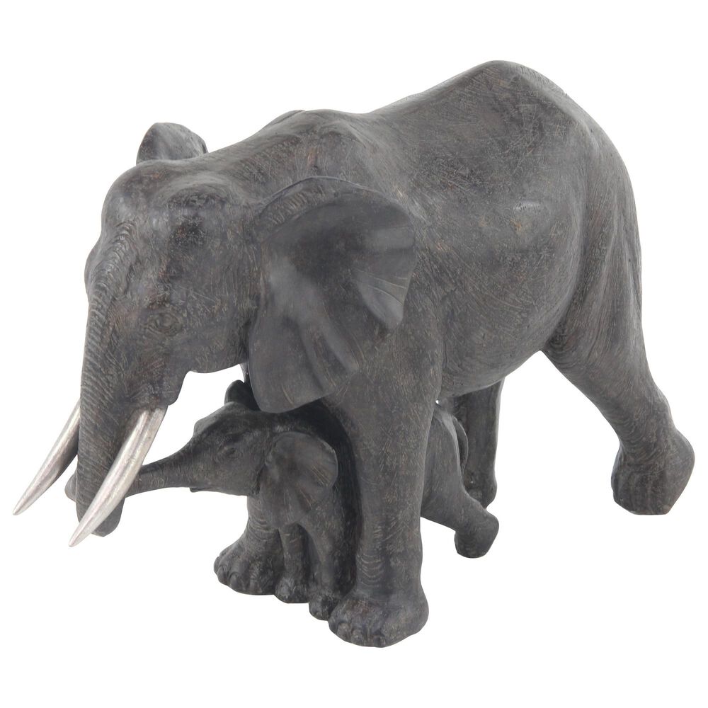 Maple and Jade Eclectic Elephant Sculpture in Dark Grey, , large