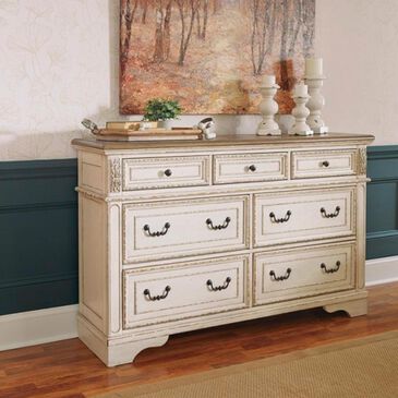 Ashley Realyn Dresser in Chipped White and Brown, , large