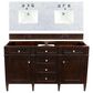 James Martin Vanities Brittany 60" Double Bathroom Vanity in Burnished Mahogany with 3 cm Carrara White Marble Top, , large