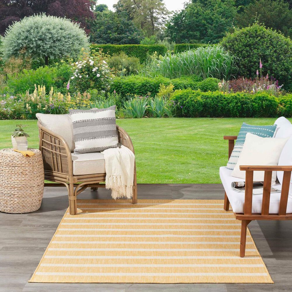 Nourison Positano POS03 Yellow and Ivory 5&#39; x 7&#39; Indoor/Outdoor Area Rug, , large