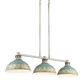 Golden Lighting Kinsley 3-Light Linear Pendant with Antique Teal Shade in Aged Galvanized Steel, , large
