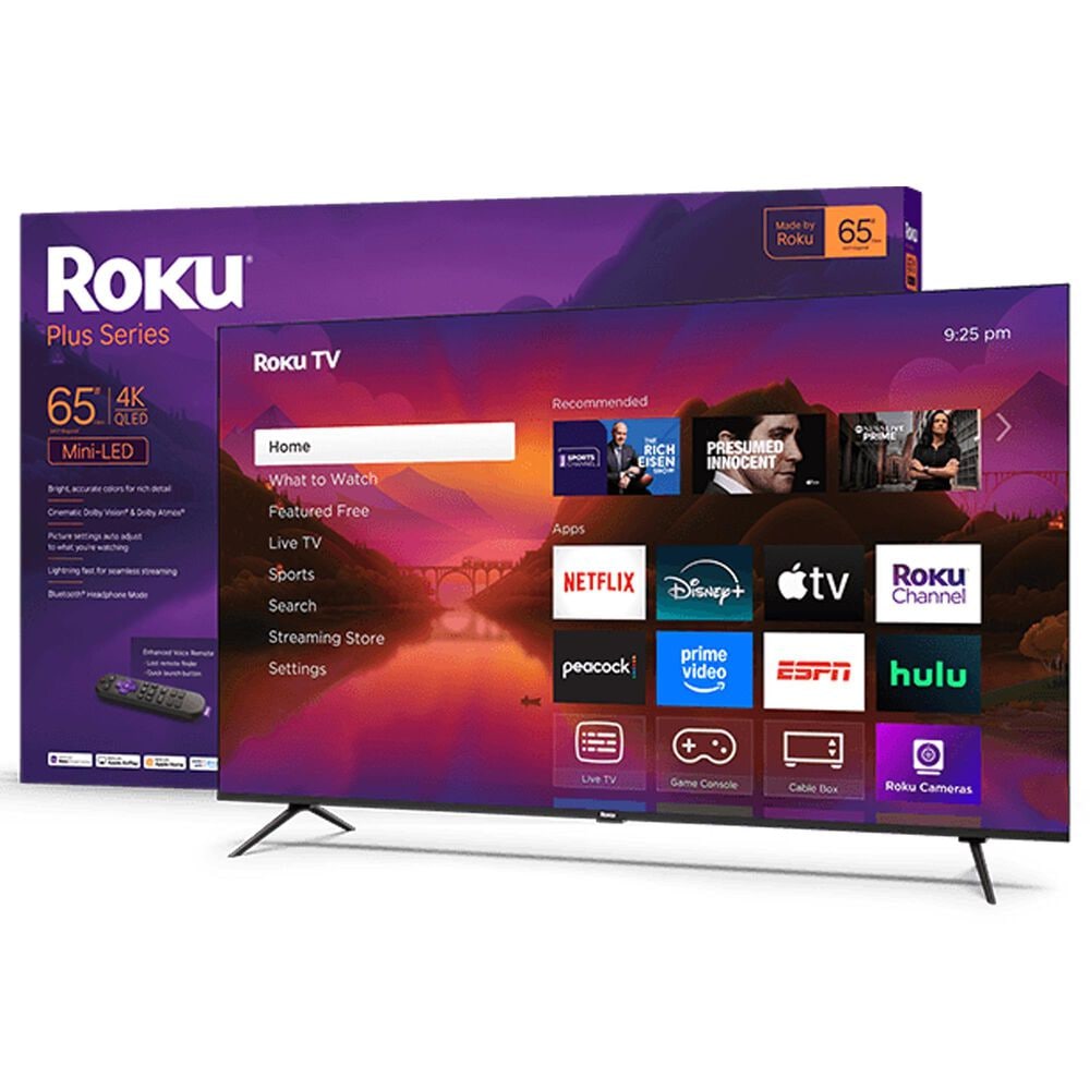 Roku 65" Class Plus Series QLED Mini-LED in Black - Smart TV, , large