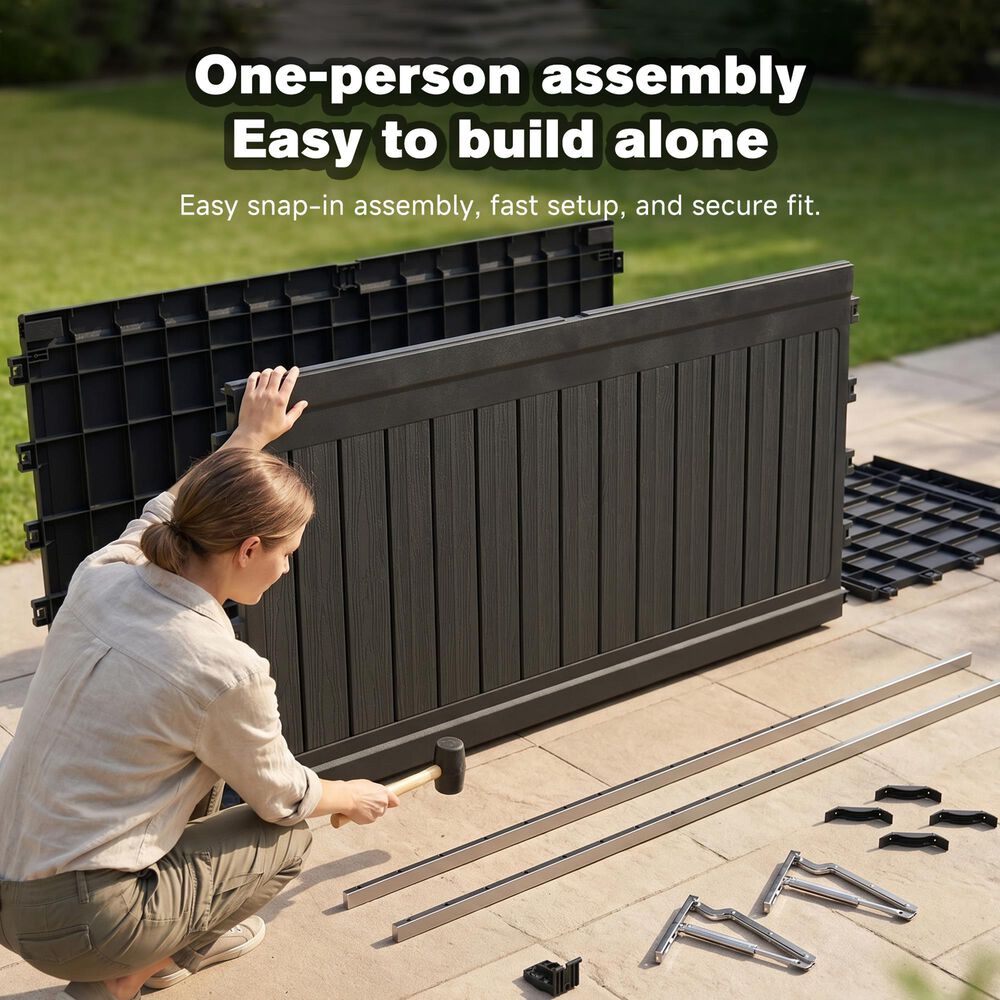 Hearth and Haven 260-Gallon Outdoor Plastic Deck Box in Black, , large