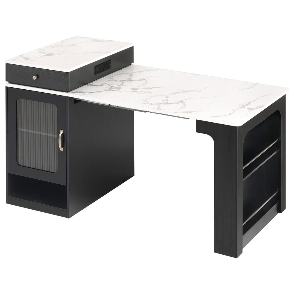 HOMLUX 60" Kitchen Island in Black, , large