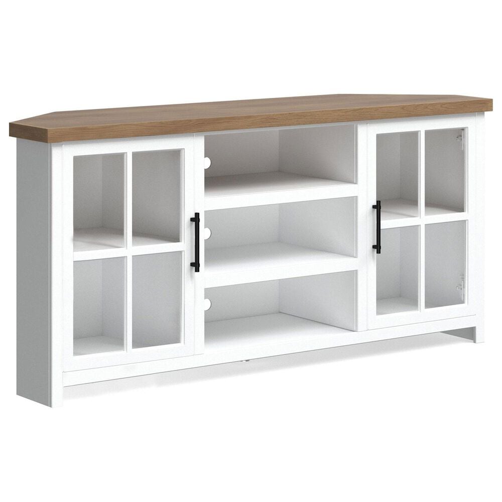 Legends Home Hampton 67" Corner TV Stand in Barnwood and Jasmin White, , large