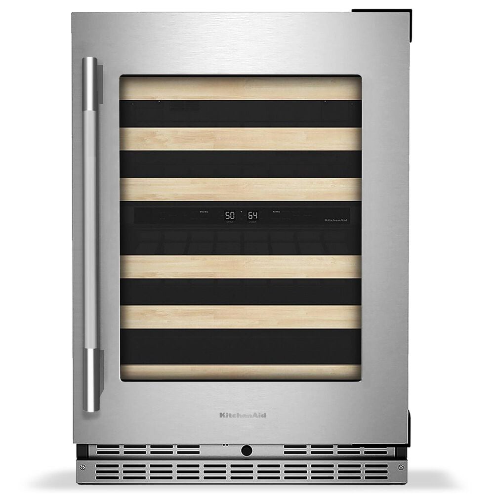KitchenAid 24" Undercounter Wine Cellar with Wood Front Rack in PrintShield Stainless Steel, , large