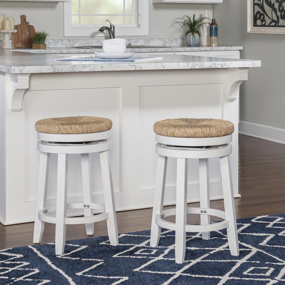 Linon Home Decor Morgan Swivel Counter Stool in White, , large