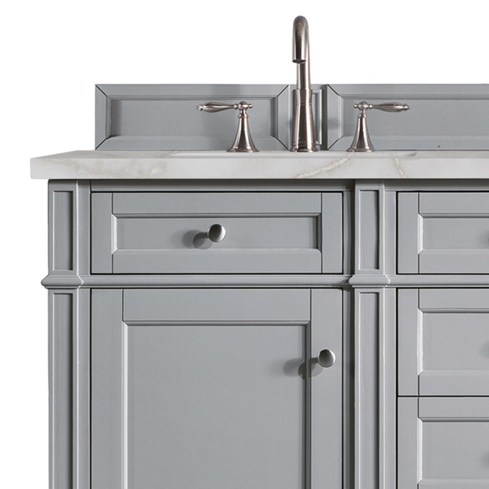 James Martin Vanities Brittany 60" Double Bathroom Vanity in Urban Gray with 3 cm Eternal Jasmine Pearl Silestone Top, Rectangular Sinks and FreePower Wireless Charger, , large