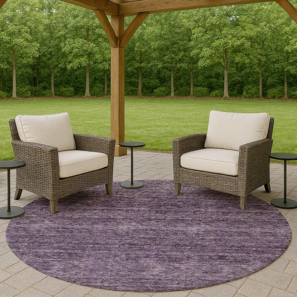 Dalyn Rug Company Soft Essentials Solid Plum 8' Round Indoor/Outdoor Area Rug, , large