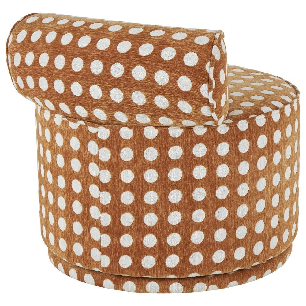 Maple and Jade Round Swivel Chair in Brown and White, , large