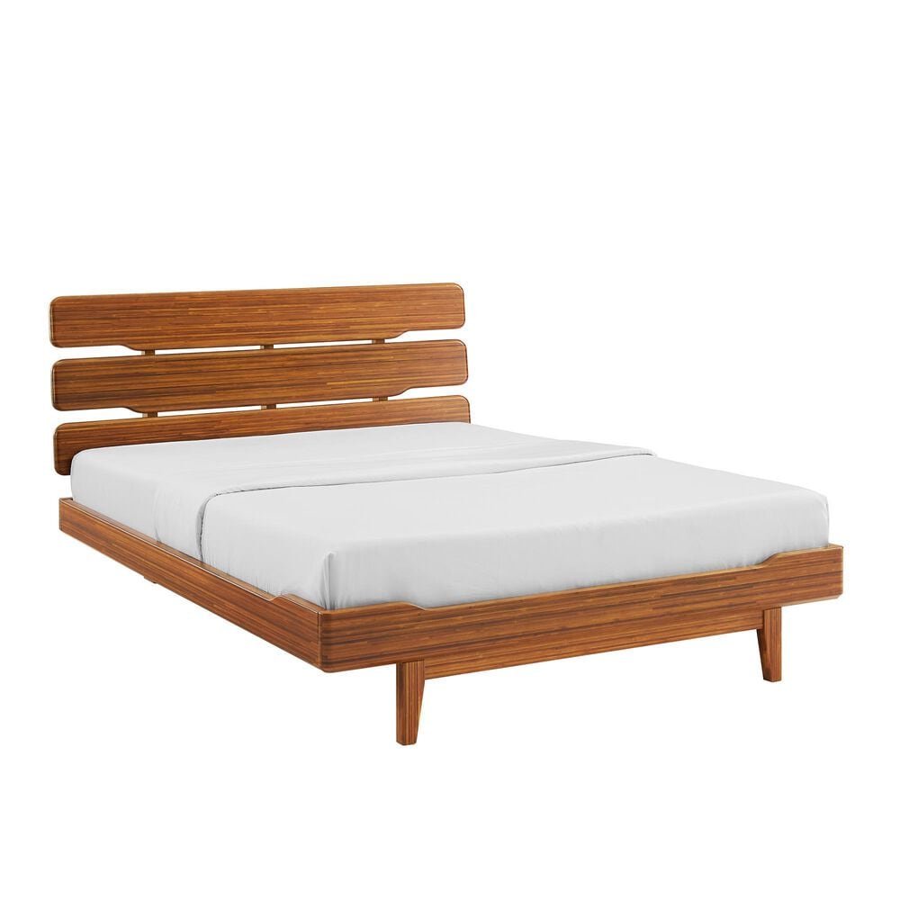 Natural Bamboo Furnishings Queen Platform Bed in Amber, , large