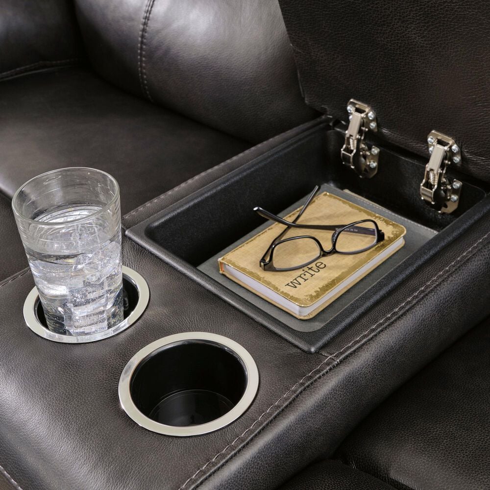 Ashley Mountainous Power Reclining Loveseat with Adjustable Headrest in Eclipse, , large