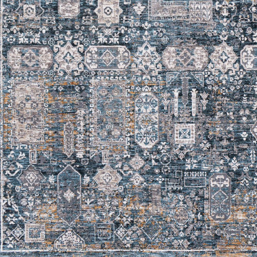 Surya Cardiff CDF-2309 Blue, Deep Teal, Medium Gray, Light Gray, Camel and Charcoal 5'3" Round Area Rug, , large