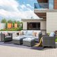 HOMLUX HOMLUX 5-Piece Outdoor Wicker Patio Furniture Set, High Back Rattan Sofa with Chairs, Ottomans & Cushions in Gray, , large