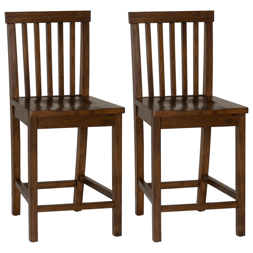 Linon Home Decor Percival Counter Stool in Rich Walnut (Set of 2), , large