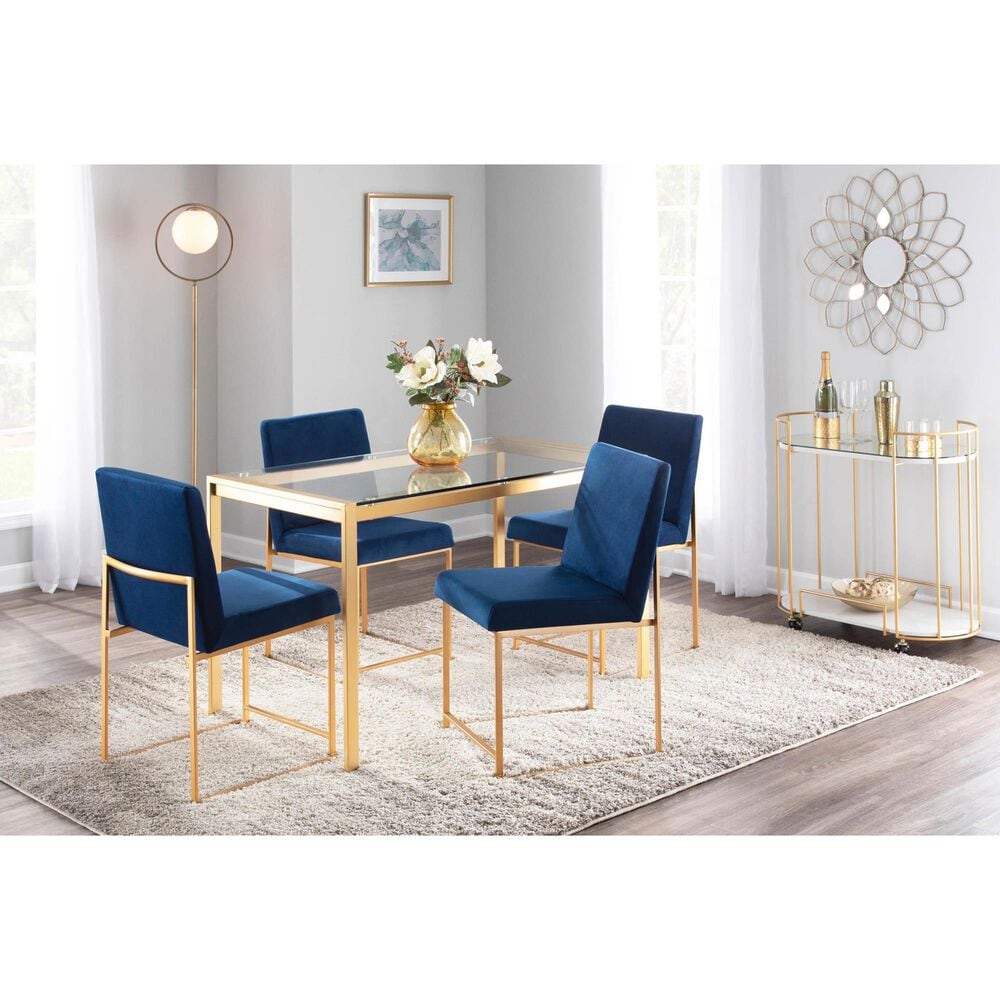 Lumisource Fuji Side Chair with Blue Cushion in Gold &#40;Set of 2&#41;, , large