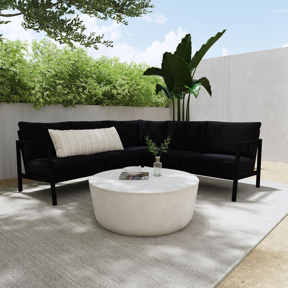 Linon Home Decor Holland 2-Piece Outdoor Sectional Sofa with Black Upholstery in Black, , large