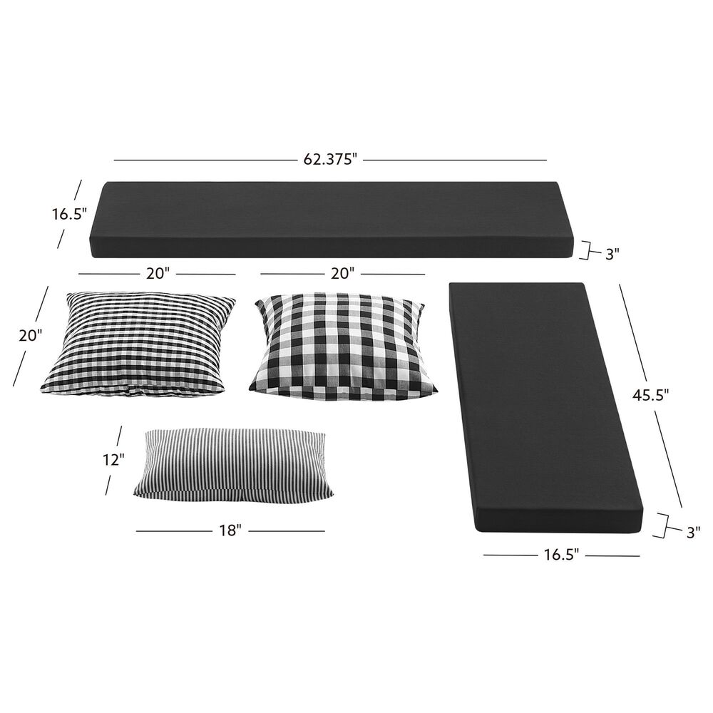 Linon Home Decor Tobin 5-Piece Nook Cushion Set in Jet Black, , large