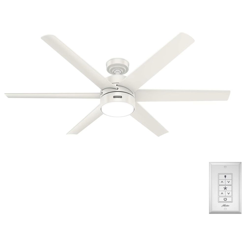 Hunter Solaria 60&quot; Outdoor Ceiling Fan with LED Light in Fresh White, , large