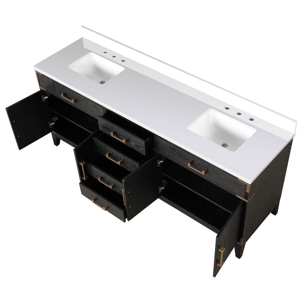 Lexora Home Laurel 80&quot; Double Bathroom Vanity in Black Oak with White Cultured Marble Top and Rectangular Sinks, , large