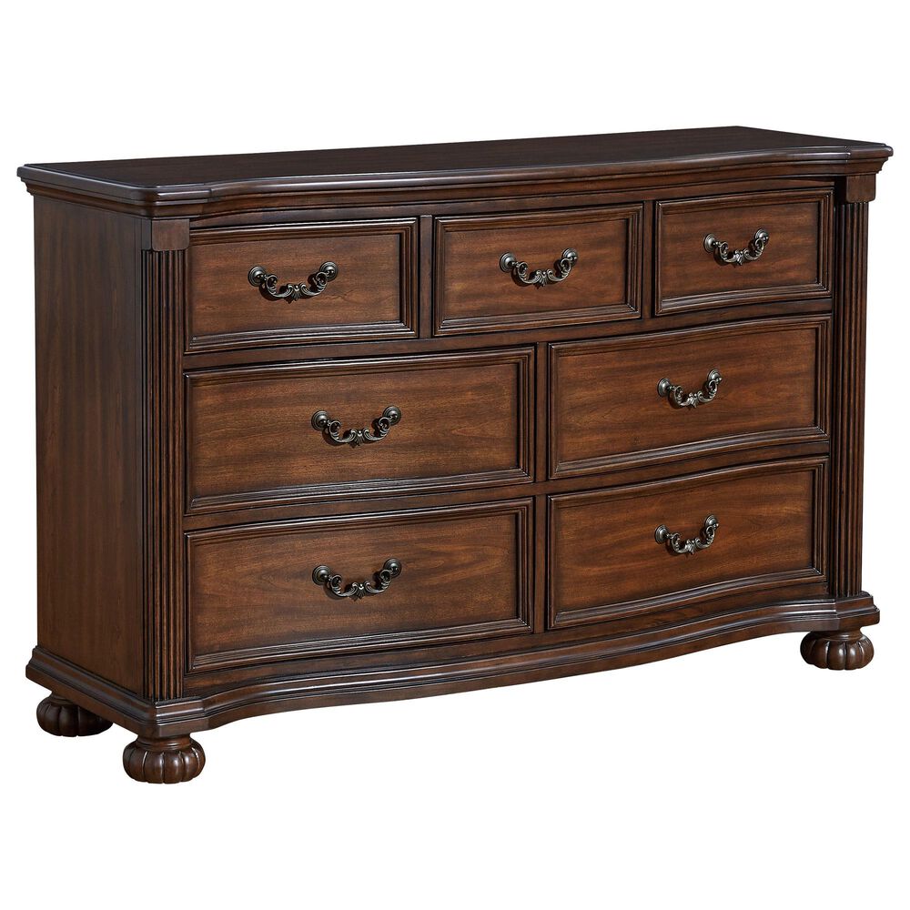 Ashley Lavinton 7-Drawer Dresser and Mirror in Cherry Brown, , large