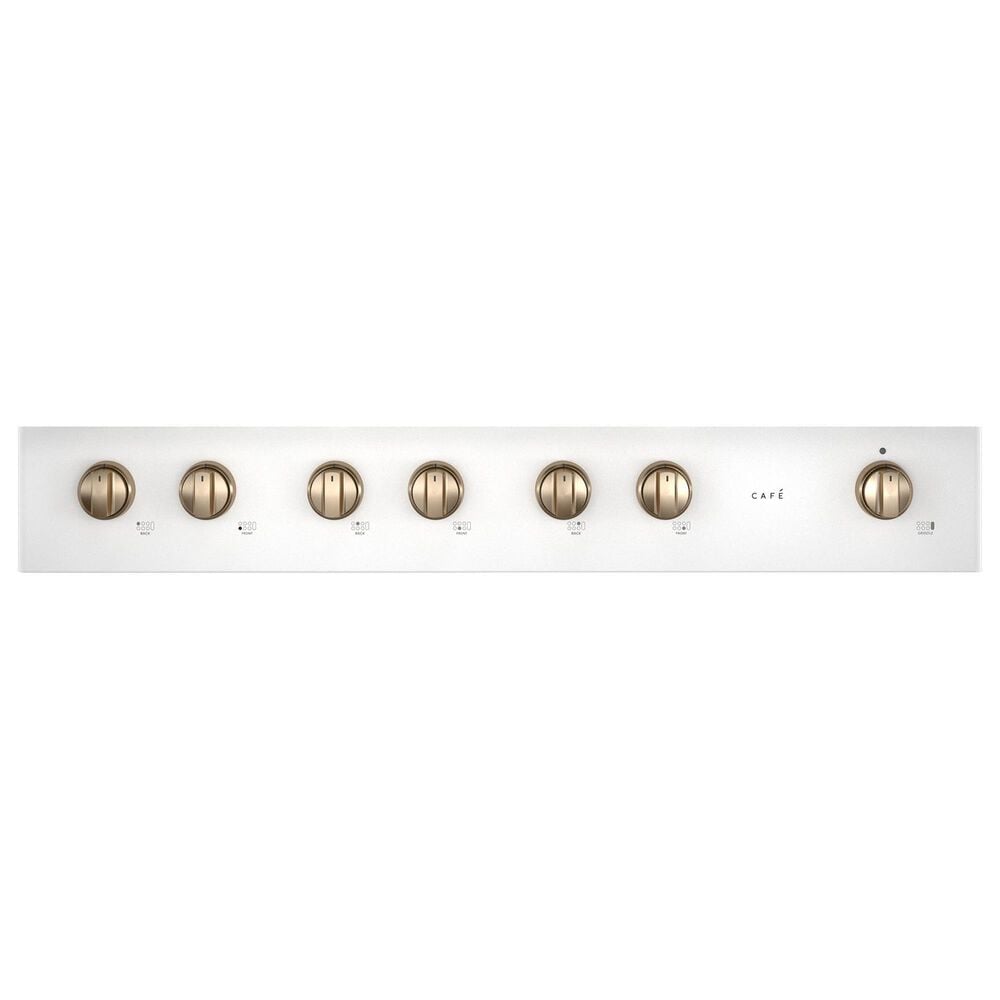 Cafe 48&quot; Natural Gas Rangetop with Integrated Griddle in Matte White and Brushed Bronze, , large