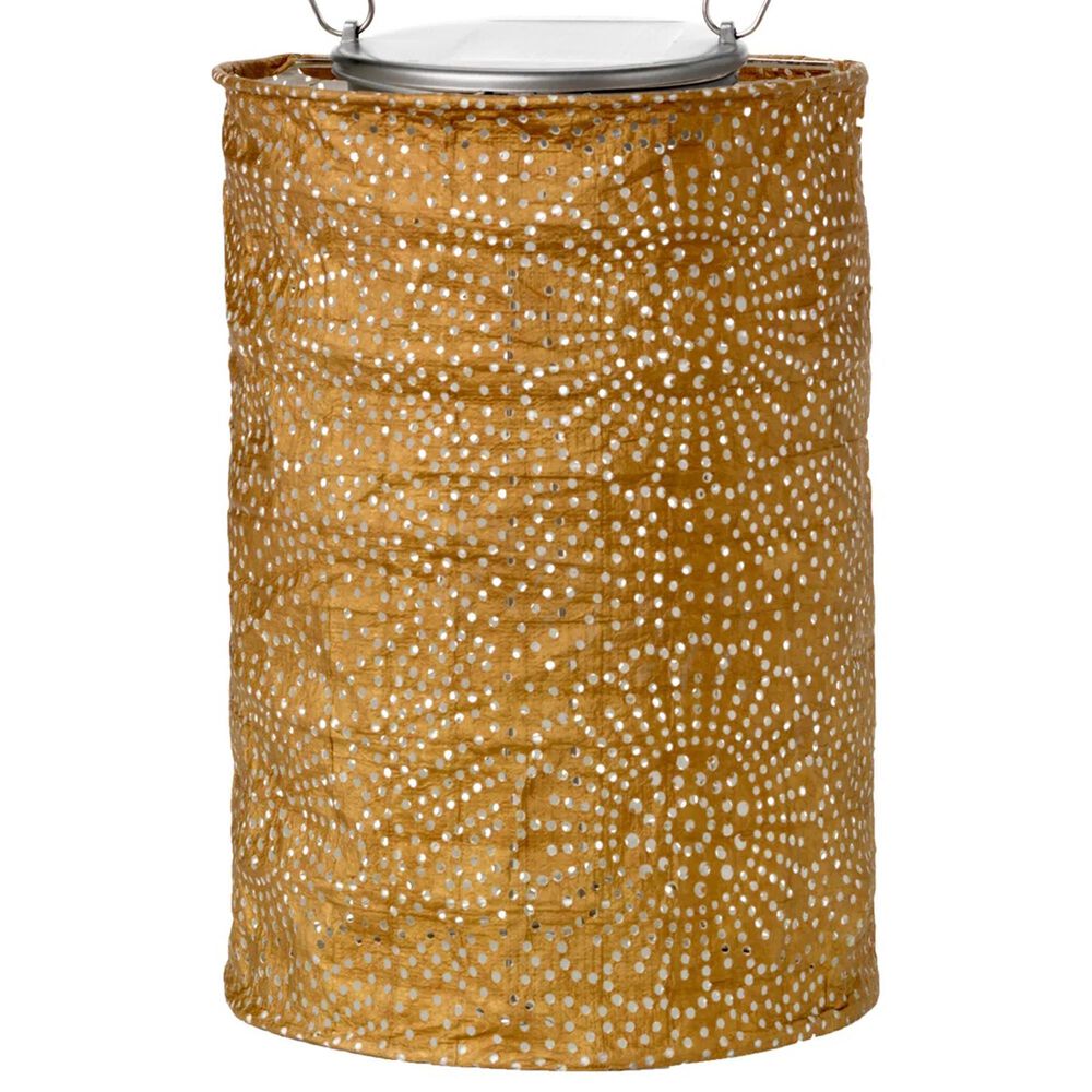 Allsop Soji Stella Cylinder Floral Solar Lantern in Bronze, , large