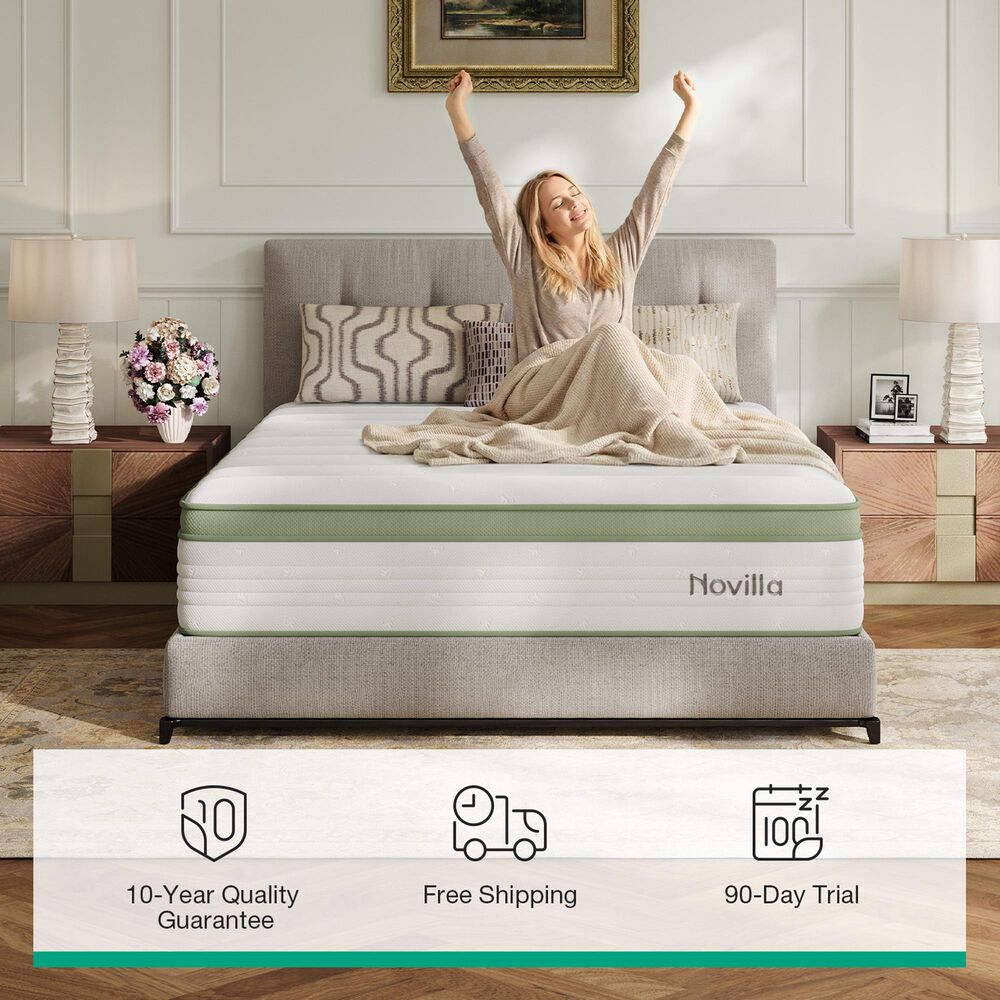 Novilla Grove 14" Medium Hybrid King Mattress in a Box, , large