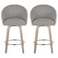 LumiSource Matisse 26" Swivel Counter Stool with Grey Fabric Upholstery in Whitewashed and Chrome (Set of 2), , large