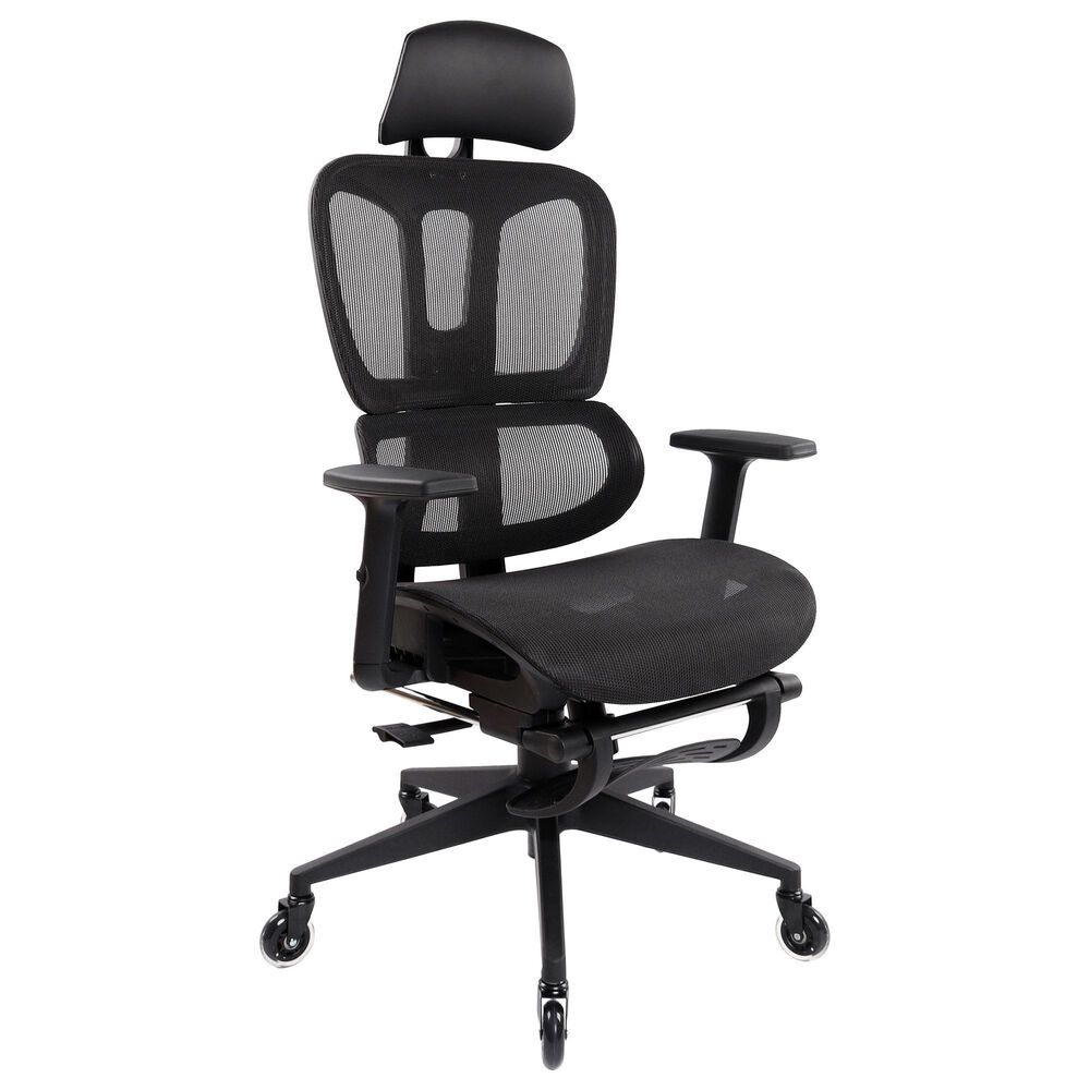 Rta Products Llc Ultimate Reclining Ergonomic Mesh Office Chair with Lumbar Support and Footrest in Black, , large