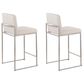 Lumisource Fuji High Back Counter Stool with Beige Fabric Cushion in Stainless Steel (Set of 2), , large