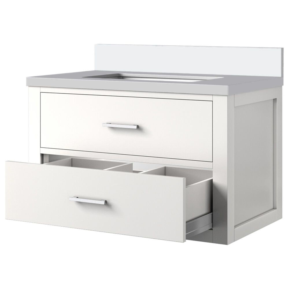 Lexora Home Castor 30&quot; Single Bathroom Vanity in White with 2 cm White Quartz Top and Rectangular Sink, , large