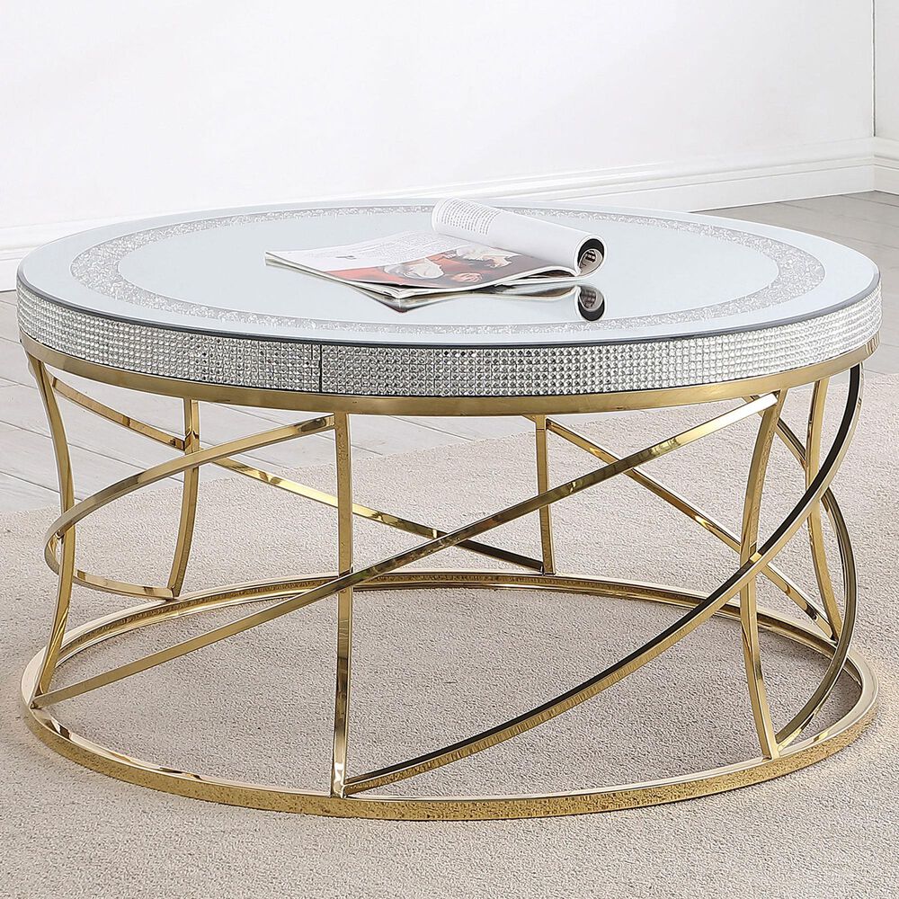 Pacific Landing Elise Round Coffee Table in Silver and Gold, , large