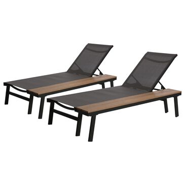 Noble House Kaur Patio Chaise Lounge in Silver and Natural (Set of 2), , large