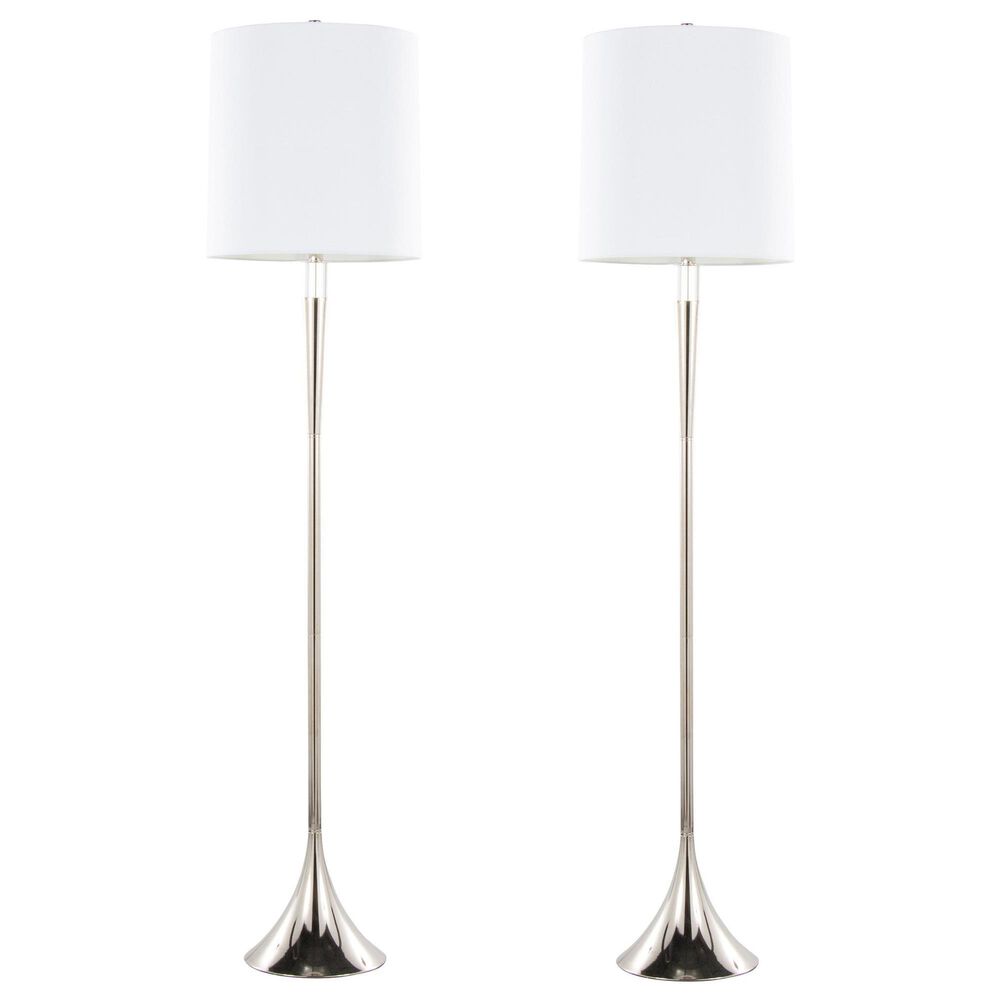 LumiSource Marla Floor Lamp in Polished Nickel and Clear (Set of 2), , large