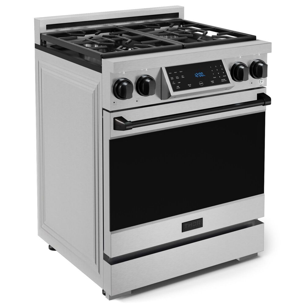 Thor Kitchen Gordon Ramsay 4.55 Cu. Ft. 30&quot; Professional Natural Gas Range with Black Handle Kit in Stainless Steel, , large