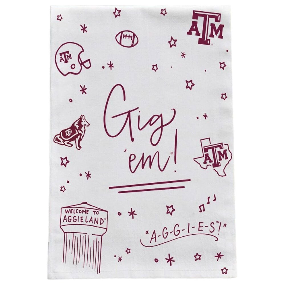 Valiant Gifts Texas A&M Confetti Tea Towel in Aggie Maroon, , large