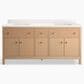 Kohler Malin 72" Double Bathroom Vanity in White Oak with 3 cm White Quartz Top and Rectangular Sinks, , large