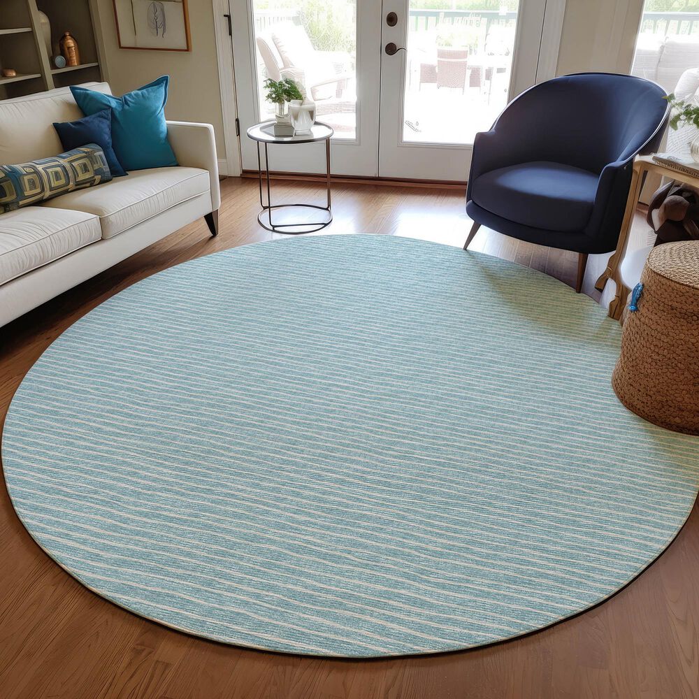 Dalyn Rug Company Laidley 8&#39; Round Sky Blue Indoor/Outdoor Area Rug, , large
