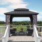 HOMLUX 8" x 10" Outdoor Hardtop Gazebo with Galvanized Steel Roof, Netting, and Curtains Gray, , large