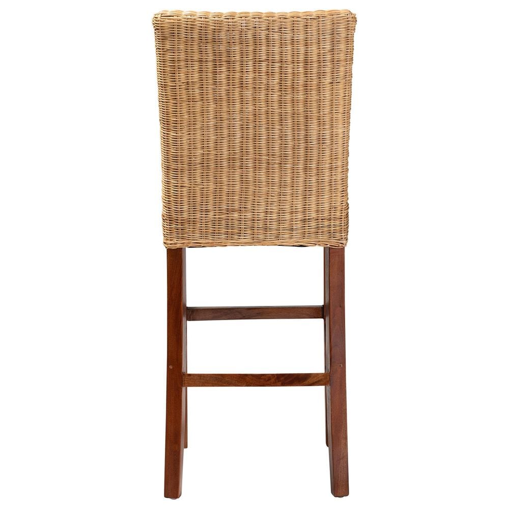 Baxton Studio Racquel Bar Stool in Natural and Walnut Brown, , large