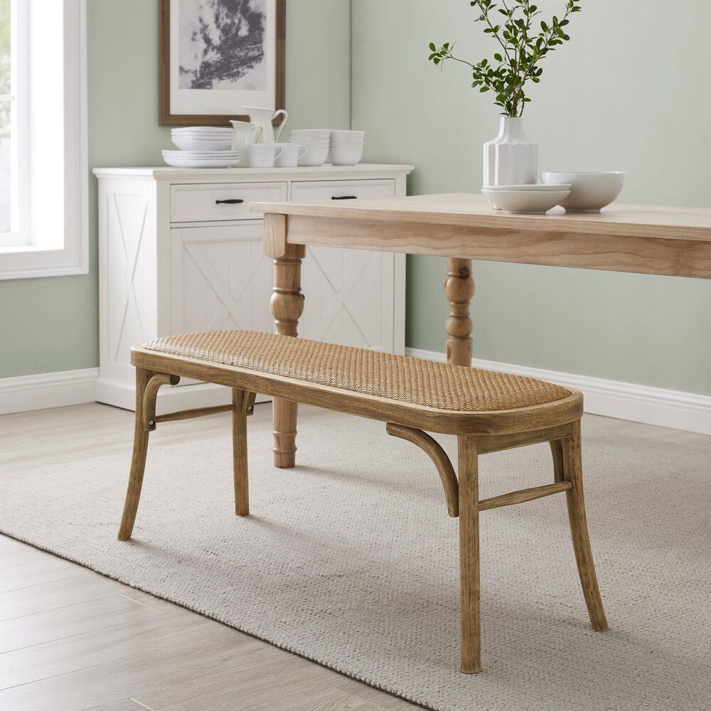 Linon Home Decor Conelly Bentwood Bench in Weathered Brown, , large
