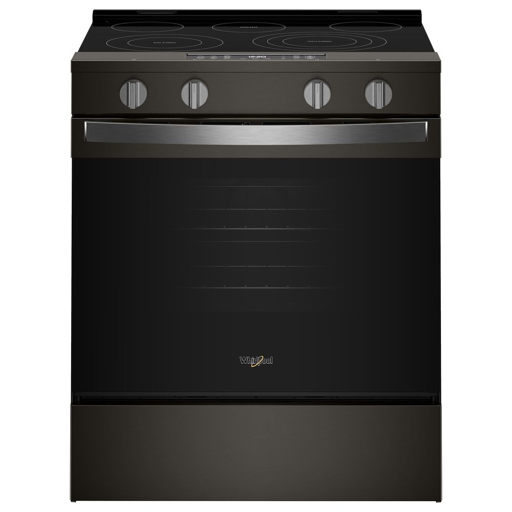 Whirlpool 2-Piece Kitchen Package with Black Stainless 5 Cu. Ft. Smart Electric Range and Fingerprint Resistant Stainless Steel 1.1 Cu. Ft. Flush Mount Microwave, , large