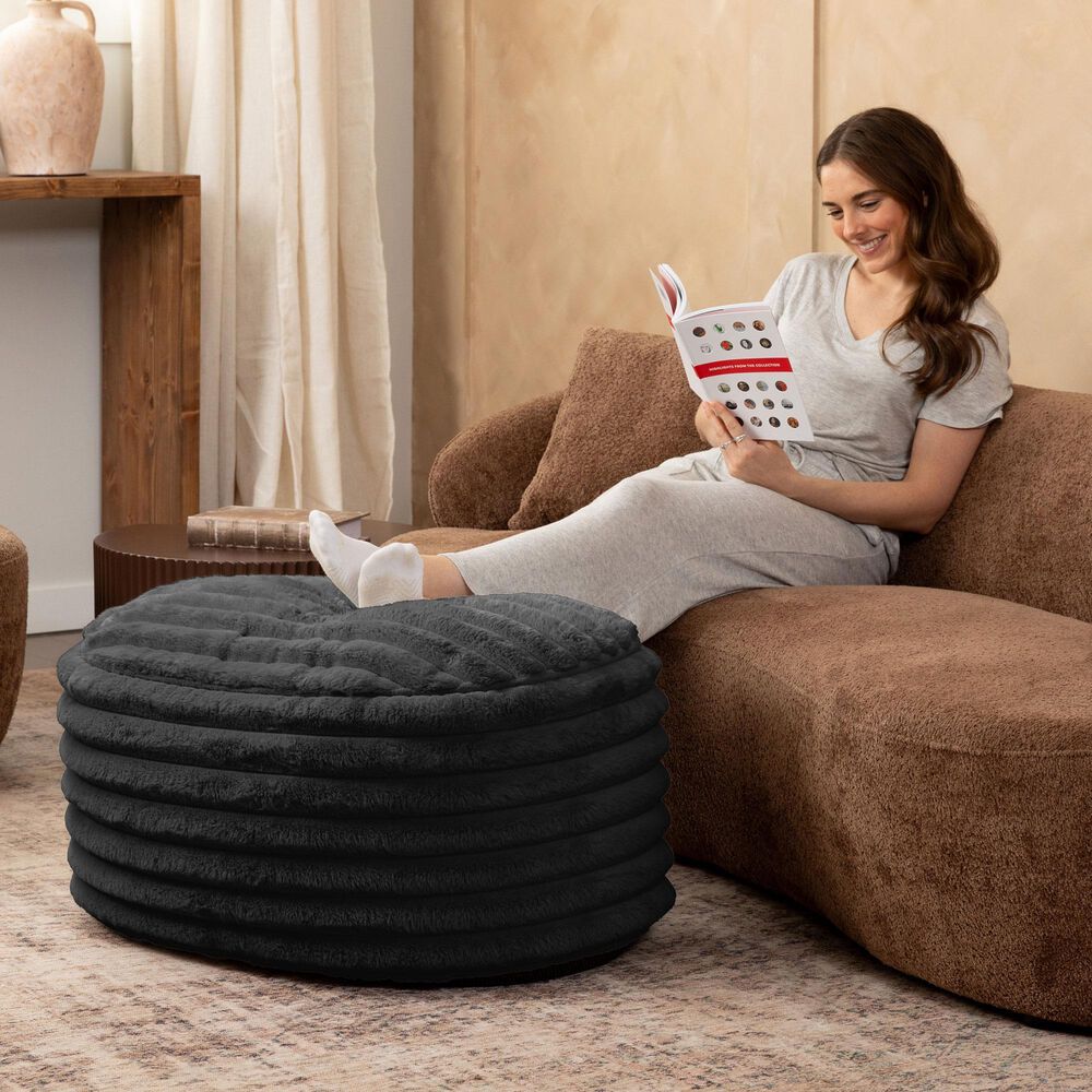 Jaxx Paran Oval Ottoman in Mondo Black, , large