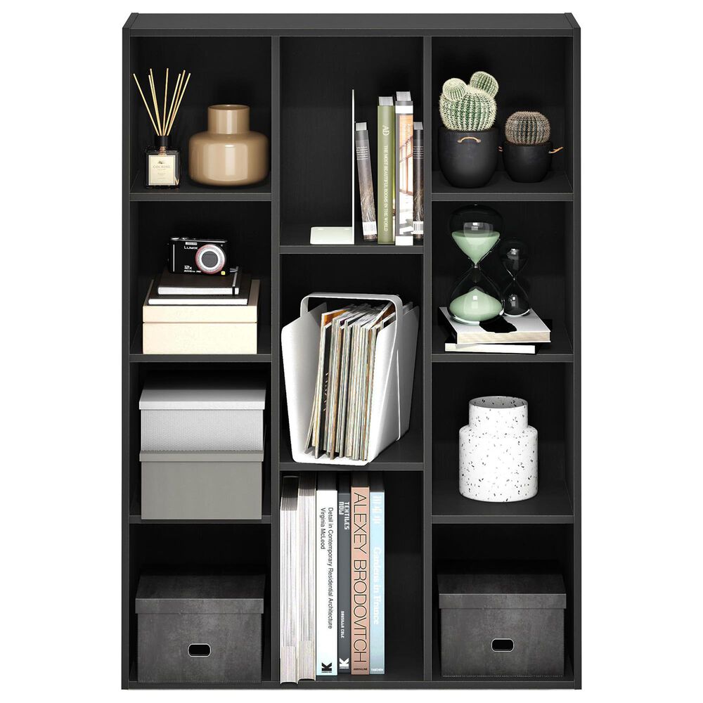 HOMLUX 11-Cube Reversible Open Shelf Bookshelf in Blackwood, , large