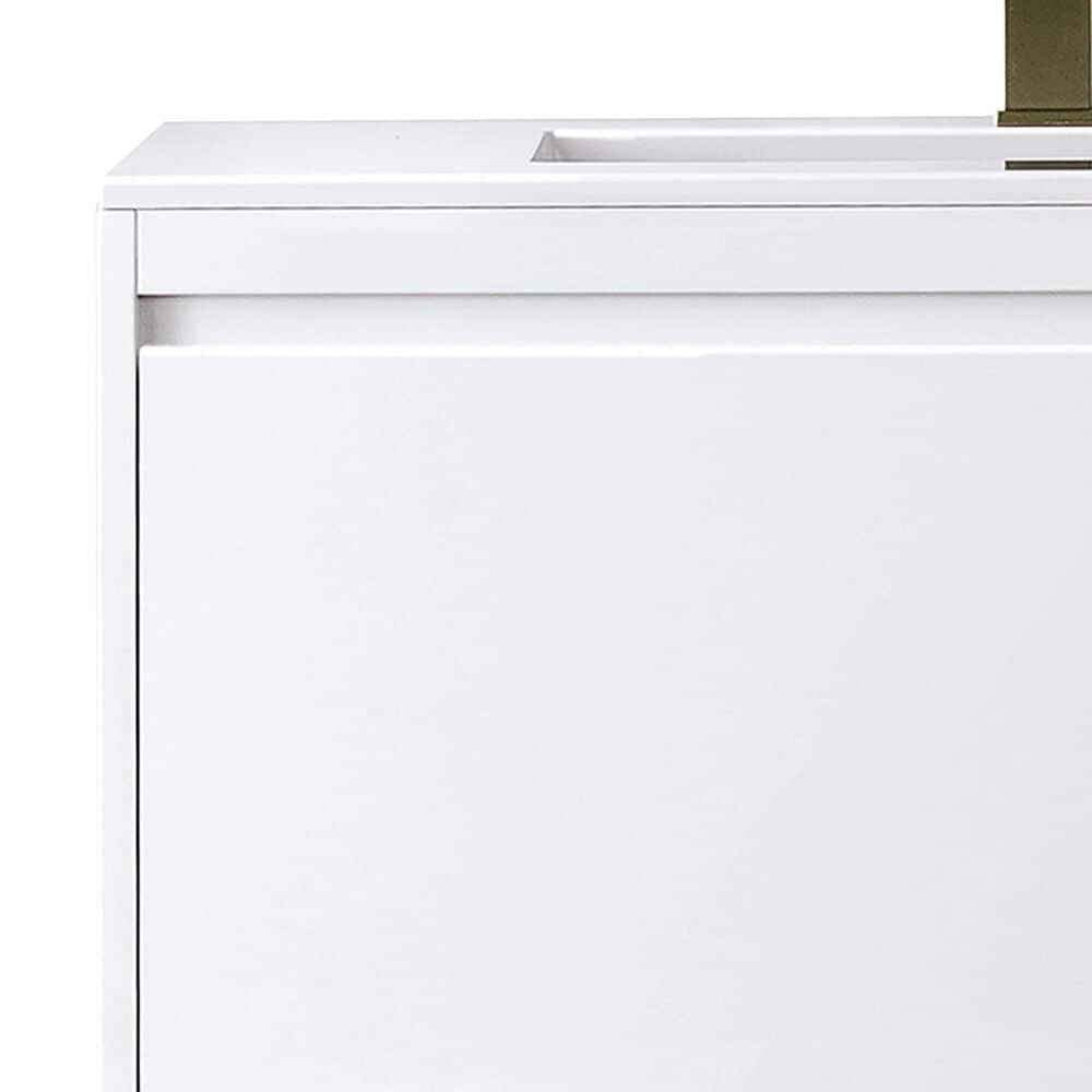 James Martin Mantova 35.4&quot; Single Bathroom Vanity in Glossy White and Champagne Brass with 2 cm Glossy White Solid Surface Top and Rectangular Sink, , large