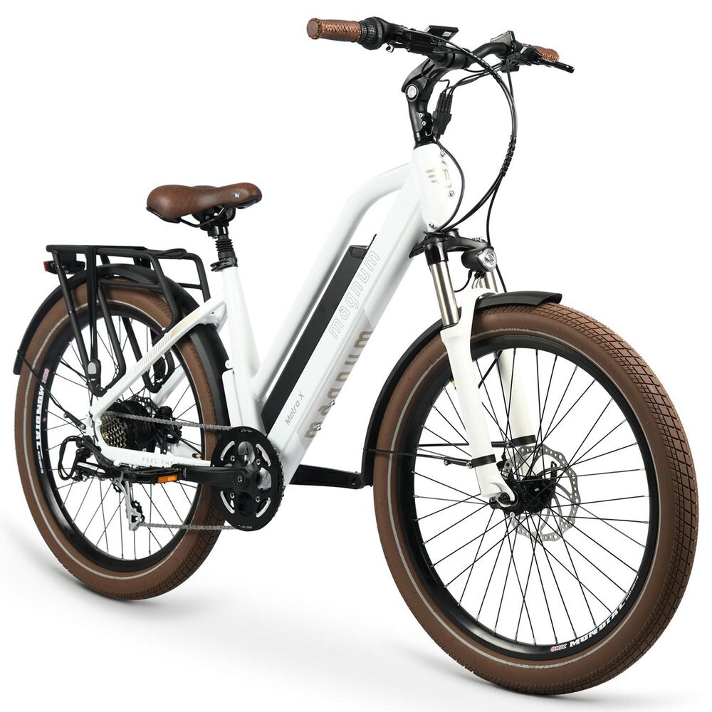 Magnum Metro X Electric Bike in White and Champagne, , large