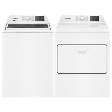 Whirlpool 4.3 Cu. Ft. Top Load Agitator Washer and 7.0 Cu. Ft. Electric Front Load Dryer with Glass Lid Laundry Pair in White, , large