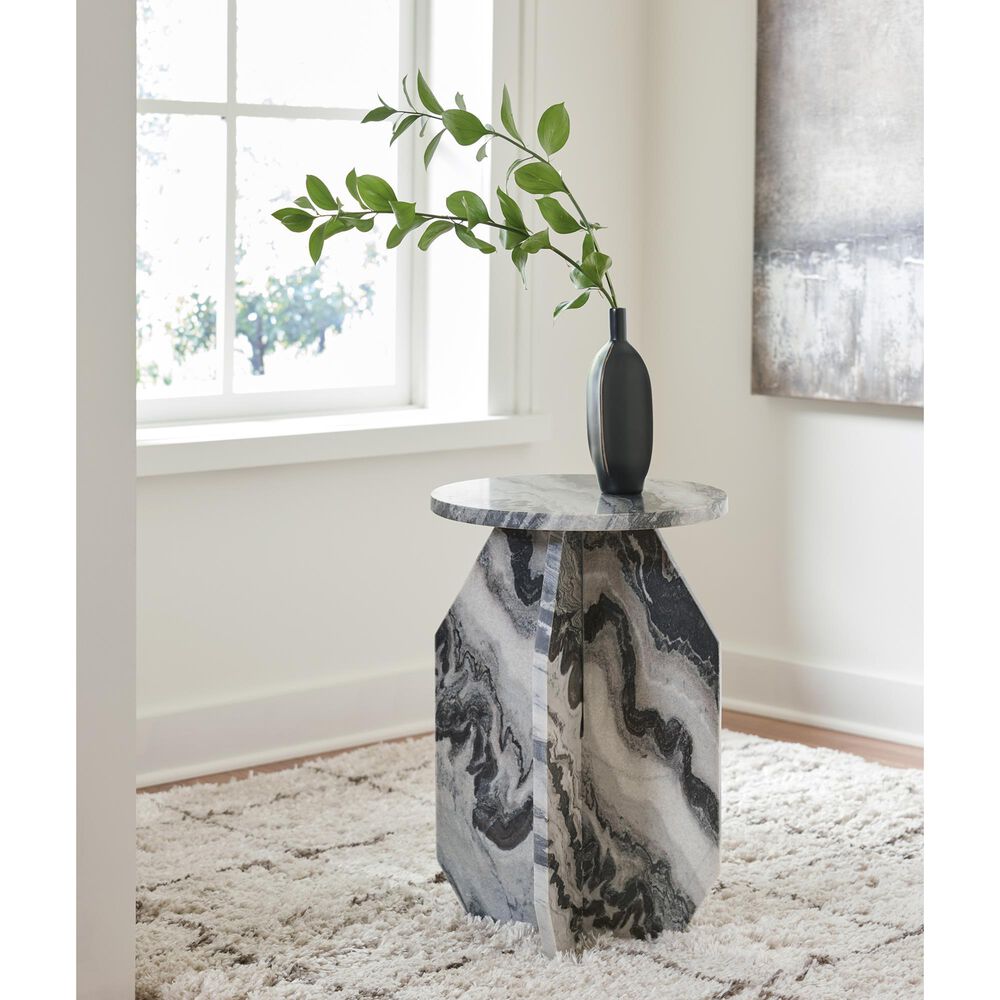 Ashley Wrenlane Accent End Table in White, Gray, Taupe and Black, , large
